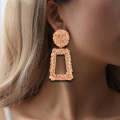 Metal Earrings Simple Geometric Embossed Floral Earrings Retro Fashion Personality Earrings(rose ...