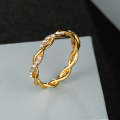 Woman Classical Cubic Zirconia Twist Shape Ring, color:gold(6)