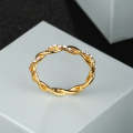 Woman Classical Cubic Zirconia Twist Shape Ring, color:gold(9)