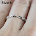Woman Classical Cubic Zirconia Twist Shape Ring, Color:Silver(5) (5)