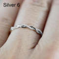 Woman Classical Cubic Zirconia Twist Shape Ring, Color:Silver(6) (6)
