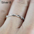 Woman Classical Cubic Zirconia Twist Shape Ring, Color:Silver(8) (8)