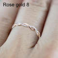 Woman Classical Cubic Zirconia Twist Shape Ring, color:rose gold(8)