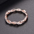 Woman Classical Cubic Zirconia Twist Shape Ring, color:rose gold(9)