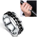 Punk Rock Stainless Steel Rotatable Chain Rings, Ring Size:6(Black)
