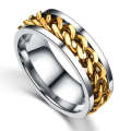 Punk Rock Stainless Steel Rotatable Chain Rings, Ring Size:6(Gold)