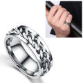 Punk Rock Stainless Steel Rotatable Chain Rings, Ring Size:8(Silver)