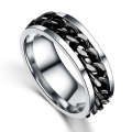 Punk Rock Stainless Steel Rotatable Chain Rings, Ring Size:10(Black)
