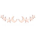 Simple Moon Star Stud Earrings for Women Birthday Gift Jewelry(Rose Gold)
