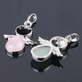 Women Angel Wings Pendants Natural Crystal Stone Necklaces(Powder crystal)