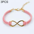 3 PCS Women Fashion Symbol Word 8 Twine Bracelets(pink)