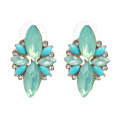 Five-leaf Petal Crystal Earrings Pink  Earrings Simple Jewelry(Light green)