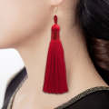 3 Pairs Women Boho Fashion Long Tassel Earrings(wine red)