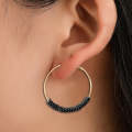 Women Hoop Earrings Ethnic Vintage Bead Boho Earrings Statement Jewelry(black)