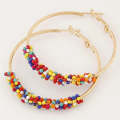 Women Hoop Earrings Ethnic Vintage Bead Boho Earrings Statement Jewelry(multicolor)