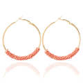 Women Hoop Earrings Ethnic Vintage Bead Boho Earrings Statement Jewelry(pink)