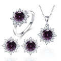 3 PCS/Set Snow Shape Gemstone Jewelry Set For Women, Ring Size:6(Purple)