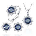 3 PCS/Set Snow Shape Gemstone Jewelry Set For Women, Ring Size:6(Blue)