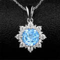 3 PCS/Set Snow Shape Gemstone Jewelry Set For Women, Ring Size:7(Sea Blue)