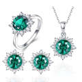 3 PCS/Set Snow Shape Gemstone Jewelry Set For Women, Ring Size:7(Green)