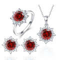 3 PCS/Set Snow Shape Gemstone Jewelry Set For Women, Ring Size:8(Red)