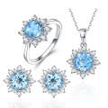 3 PCS/Set Snow Shape Gemstone Jewelry Set For Women, Ring Size:9(Sea Blue)