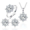 3 PCS/Set Snow Shape Gemstone Jewelry Set For Women, Ring Size:9(White)
