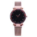 Luxury Mesh Ladies Clock Magnet Buckle Starry  Geometric Quartz Wristwatch Women Watches(Rose gold)
