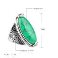 Fashion Vintage Oval Turquoise Flower Ring Women Antique Silver Jewelry, Ring Size:7(Blue)