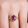 Fashion Red Tourmaline Rose Gold Flower Shape Women Ring, Ring Size:9