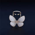 Fashion Adjustable Butterfly Shape Ring with  Women Jewelry, Ring Size:7(Champagne gold)