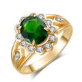 Fashion Vintage Oval Green Gem  Ring, Ring Size:10