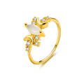 White Opal Ring Women Crystals Engagement Rings, Ring Size:7(Gold)