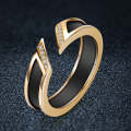Women Fashion Zircon Metal Wedding Open Rings Size:7(Black and Gold)