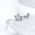 Star Inlaid Zircon Ring Hollow S925 Sterling Silver Ladies Five-pointed Star Open Ring