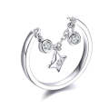 S925 Sterling Silver Open Ring Star Platinum Plated Ring