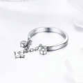 S925 Sterling Silver Open Ring Star Platinum Plated Ring