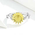 Golden Sunflower Ring Platinum Plated S925 Sterling Silver Girls Silver Ring