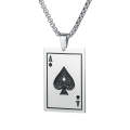 OPK 1670 All-match Titanium Steel Spade A Playing Card Pendant Personality Men Necklace, Color:Tr...