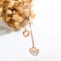 OPK 1477 Titanium Steel Necklace Heart Shaped White Shell Circle  Clavicle Chain, Color:Rose Gold