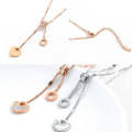 OPK 1477 Titanium Steel Necklace Heart Shaped White Shell Circle  Clavicle Chain, Color:Rose Gold