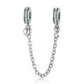S925 Sterling Silver Stackable Heart-shaped Pendant Safety Chain