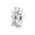 925 Sterling Silver Pink Enamel Flower Charm Women Bracelet  DIY Jewelry Beads