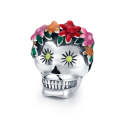 Halloween Collection 925 Sterling Silver Flower Skull Charms Colorful Enamel Beads Women Bracelet...