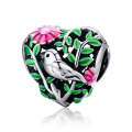 925 Sterling Silver Bird In The Woods Charm Beads Fit Women Bracelet Necklaces Jewelry
