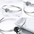 Guardian Eye S925 Sterling Silver Bangle Bracelet Set with Blue Gems, Size:17cm