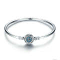Guardian Eye S925 Sterling Silver Bangle Bracelet Set with Blue Gems, Size:19cm