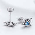Little Crab S925 Sterling Silver Earrings with Gemstone Heart-shaped Earrings