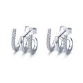 Sterling Silver Earrings Three-layer Twisted Silver Earrings Zircon Earrings