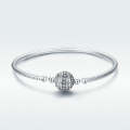 Exquisite Life S925 Sterling Silver Bangle Bracelet Inlaid with Gems, Size:19cm